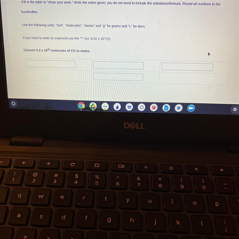 Fill in the table to show your work." Write the entire given; you do not need-example-1