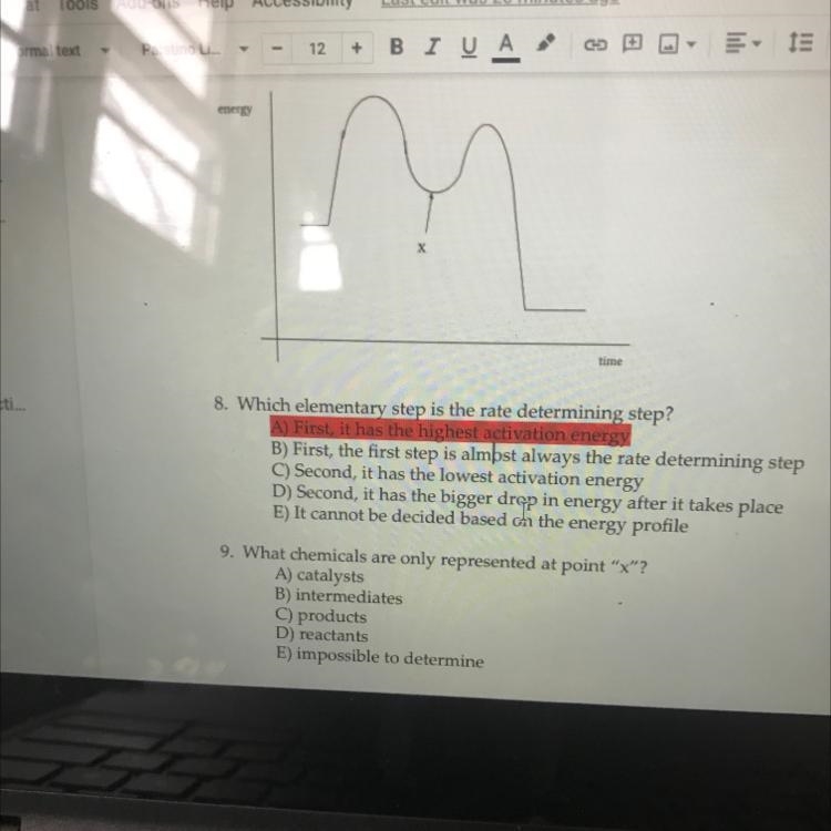 Which chemicals are only present at point “x”?-example-1