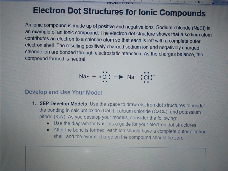 PLEASE HELP!!! 1. SEP Develop Models Use the space to draw electron dot structures-example-1