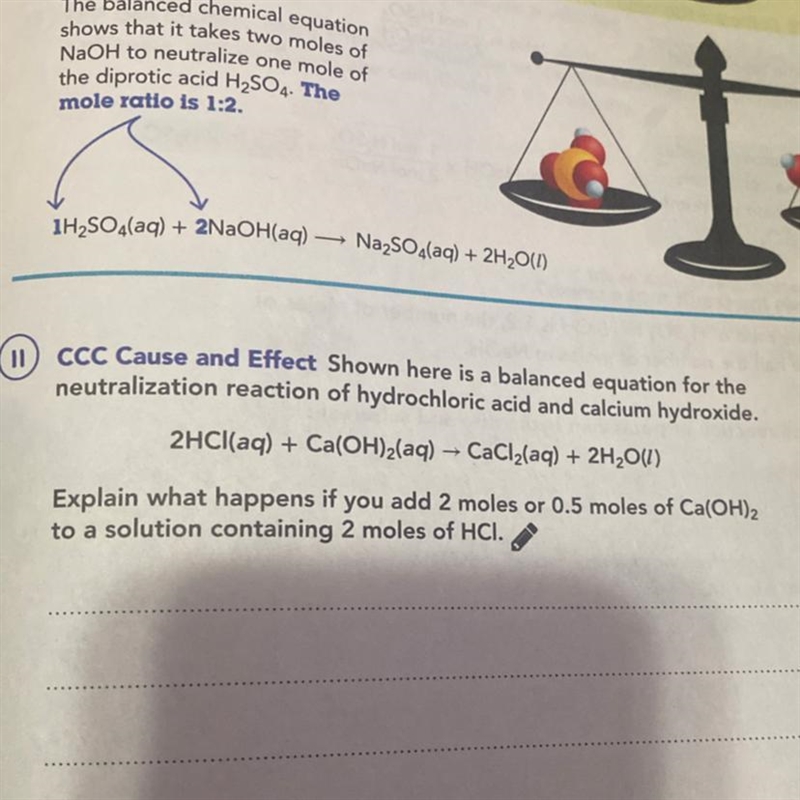 Explain what happens if you add 2 moles or 0.5 moles of Ca(OH)2 to a solution containing-example-1