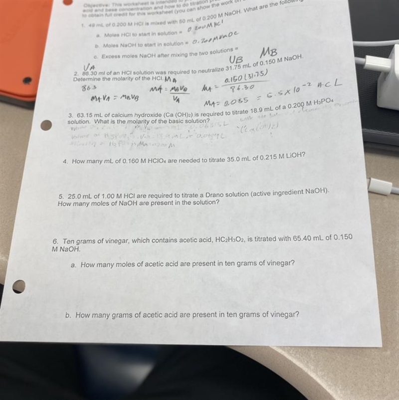 Ten grams of vinegar, which contains acetic acid, HC₂H₃O₂, is titrated with 65.40 mL-example-1