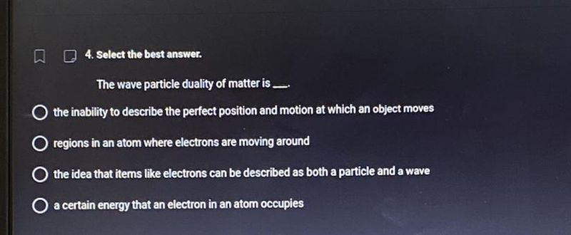 The wave particle duality of matter is- HELP PLEASEEE!-example-1