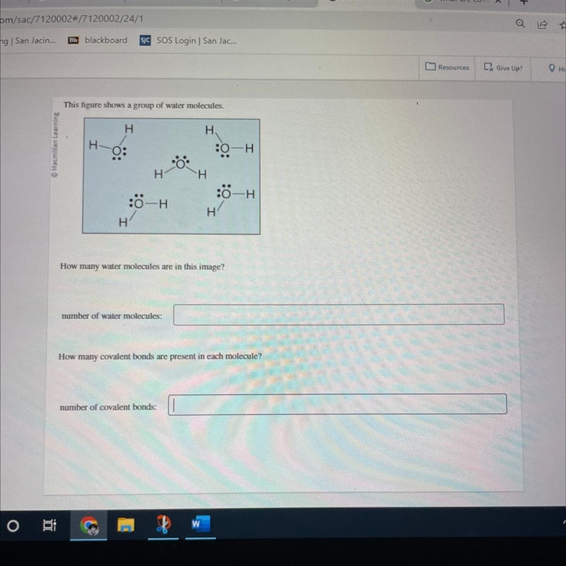 Number of water molecules and number of of covalent bonds-example-1