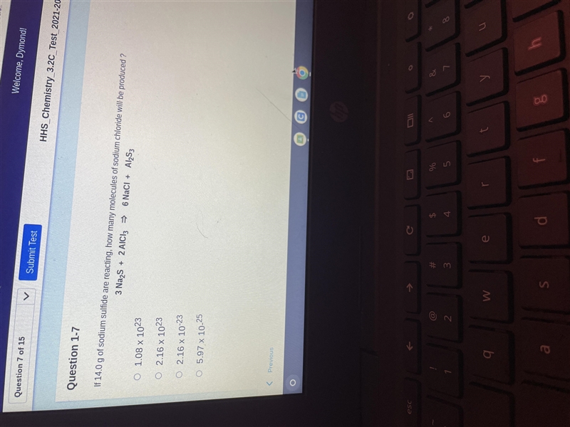 If 14.0 g of sodium sulfide are reacting how many molecules of sodium chloride will-example-1