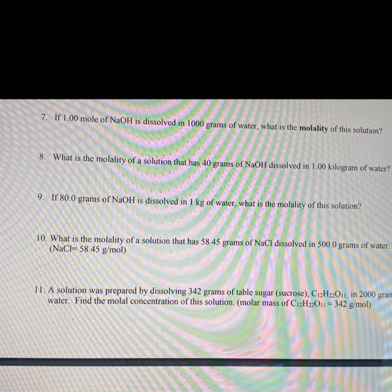 How do I solve for 9?If 80.0 g of NaOH is dissolved in 1 kg of water, what is the-example-1