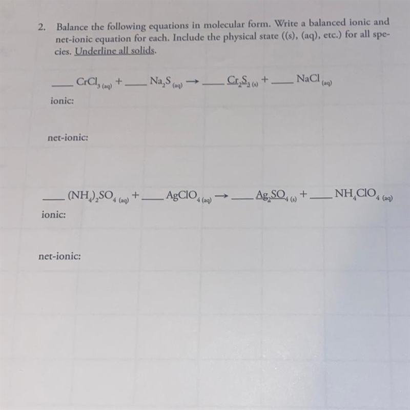 i need help balancing my chem problem equations in molecular form. from ionic to net-example-1