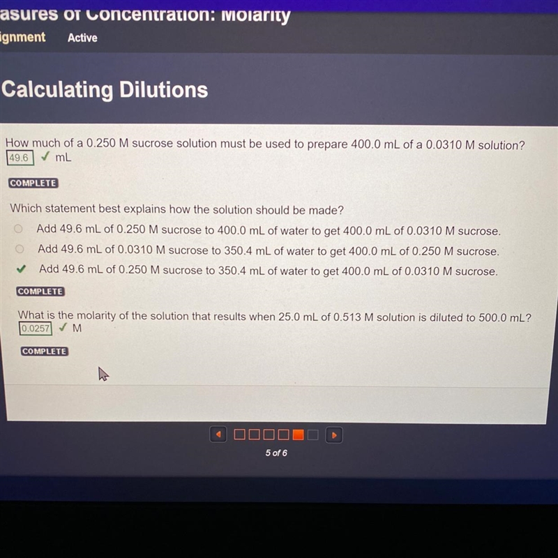 How much of a 0.250M sucrose solution must be used to prepare 400.0mL of a 0.0310M-example-1