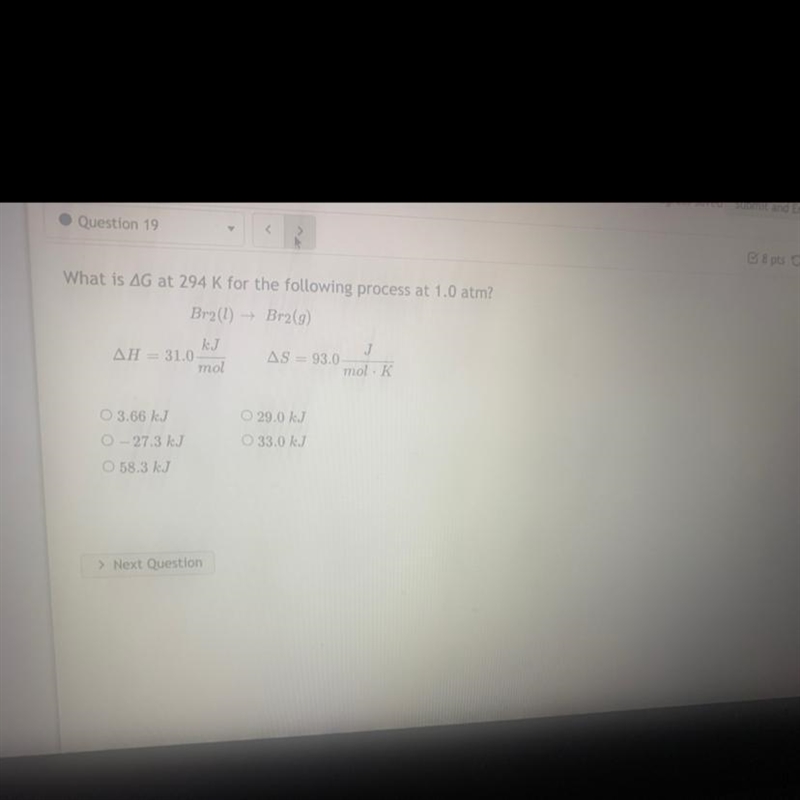 What is the triangle G294 K for the following process at 1.0atm?-example-1