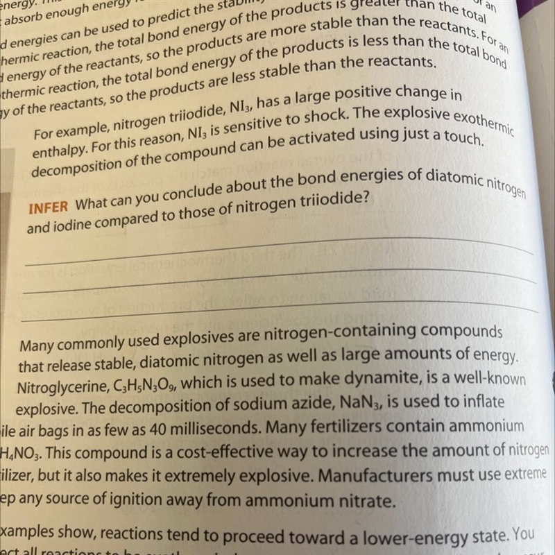 What can you conclude about the bond energies of diatomic nitrogen and iodine compared-example-1