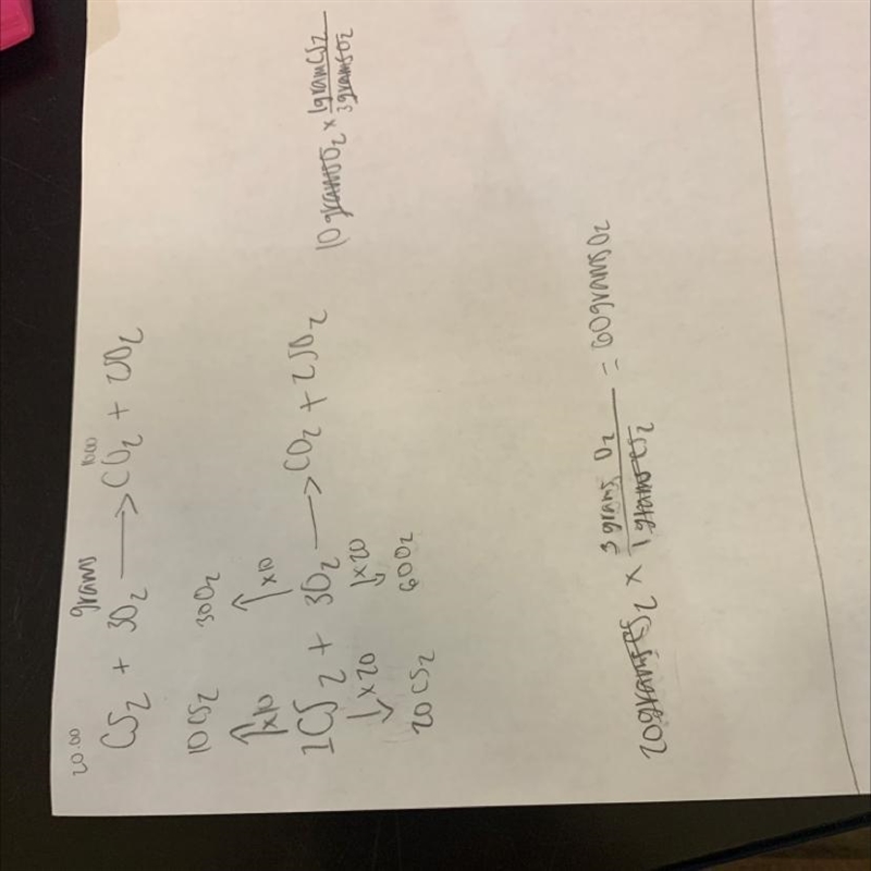 Hello can someone please tell me if i did this correctlyCS2 + 3 O2 ➡️ CO2 + 2 SO2There-example-1