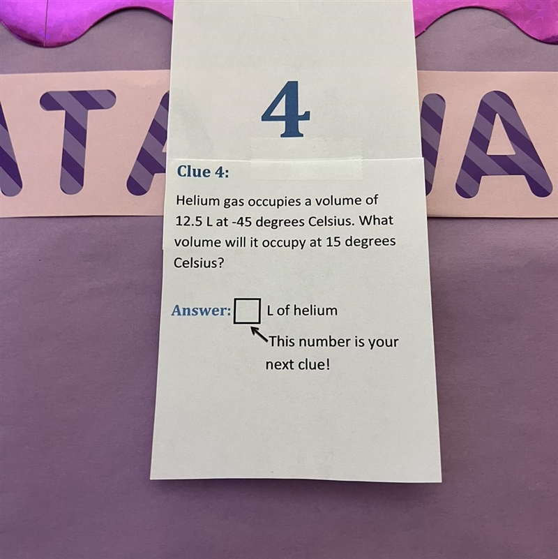 Helium gas occupies a volume of 12.5 Lat -45 degrees Celsius. What volume will it-example-1