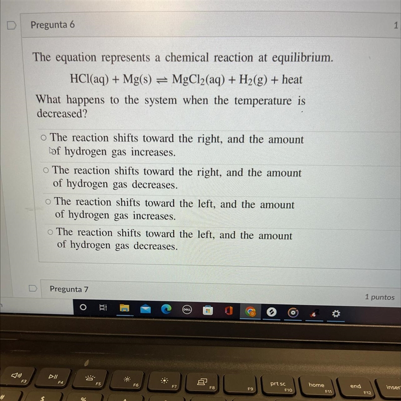 The equation represents a chemical reaction at equilibrium. HCl(aq) + Mg(s) = MgCl-example-1