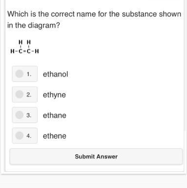 Which is the correct name for the substance shown in the diagram? HH H-C=C-H ethanol-example-1