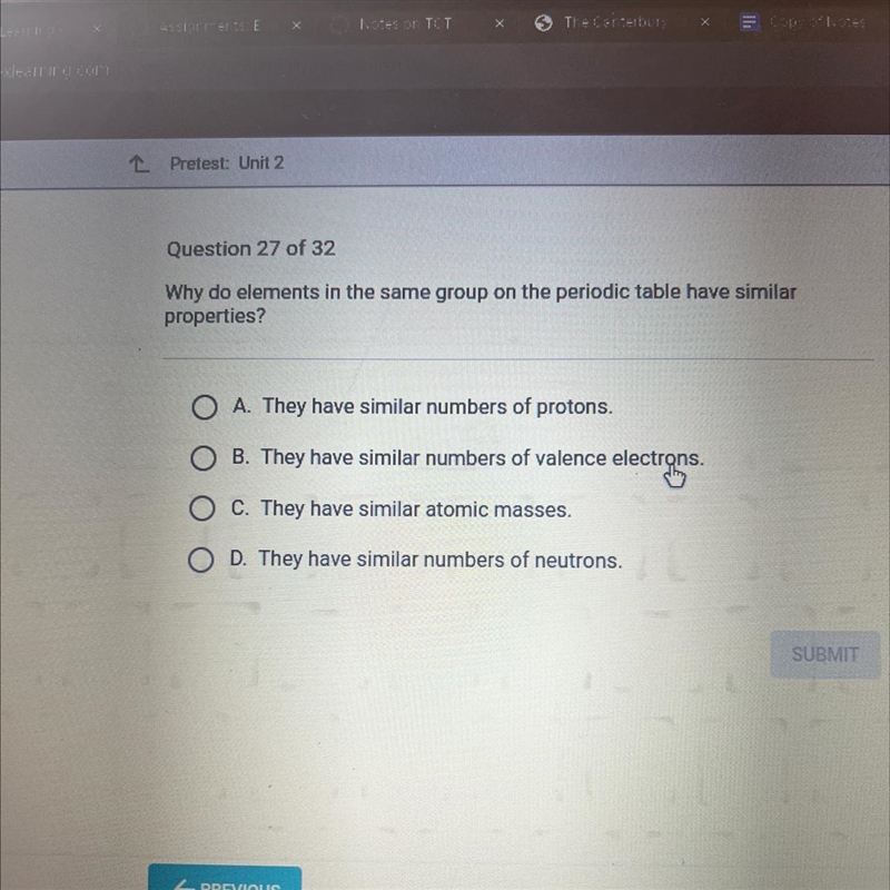 Why do elements in the same group on the periodic table have similarproperties?-example-1