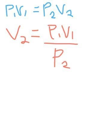 What happens to a 8 L volume of gas as you move from a pressure of 3 atm to 4 atm-example-1