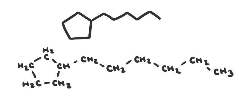 Draw corresponding structure of 1-cyclophentylhexane.​-example-1