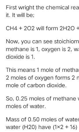 How many liters of water are produced from the combustion of 2.5 moles of methane-example-1