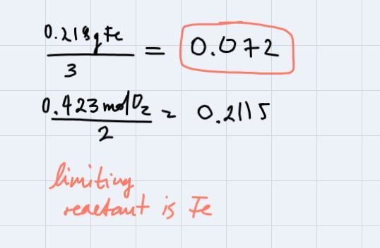 Fe(s) + O2(g) --> Fe3O4(s)When 13.54 g of O2 is mixed with 12.21 g of Fe, which-example-4