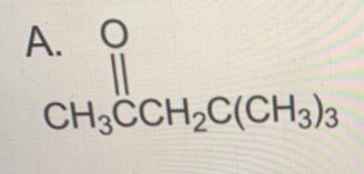 Select the structure that corresponds to themolecule name:3,4,4-trimethyl-2-pentanoneB-example-1