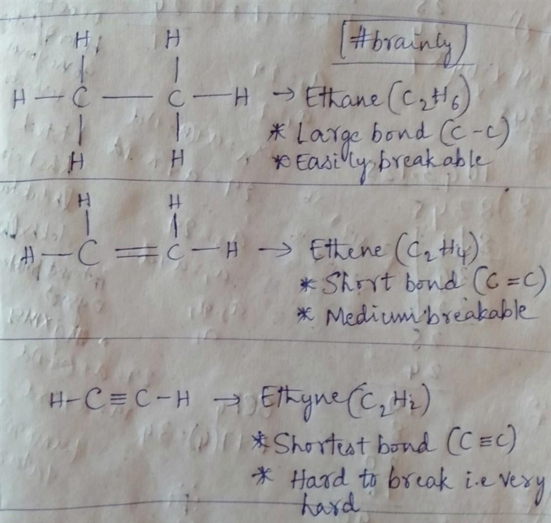 Between ethane, ethene and ethyne which is having shortest bond?​-example-1