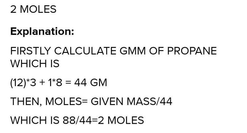 Calculate the amount of carbon in 88g of propane​-example-1