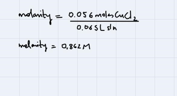 A 65.0-mL aqueous solution contains 7.54 g of copper (II) chloride, CuCl2. Calculate-example-3