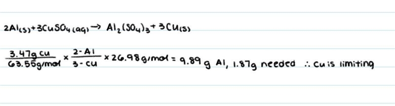 What is the percent yield if 3.47 g of copper is produced when 1.87 g of aluminium-example-1