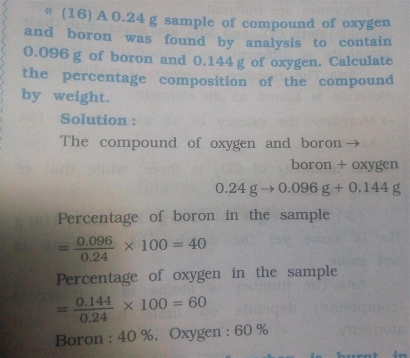 A 0.24g sample of compound of oxygen and boron was found by analysis to contain 0.144g-example-1