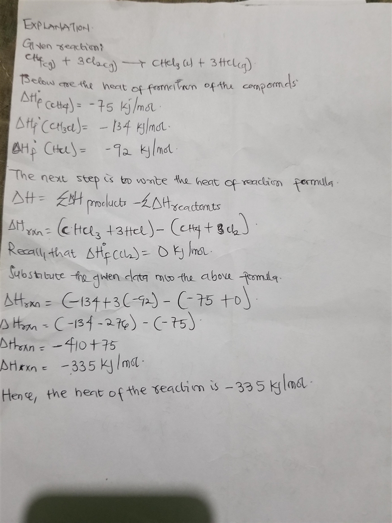 Use the information provided to determine ΔH°rxn for the following reaction:-example-1