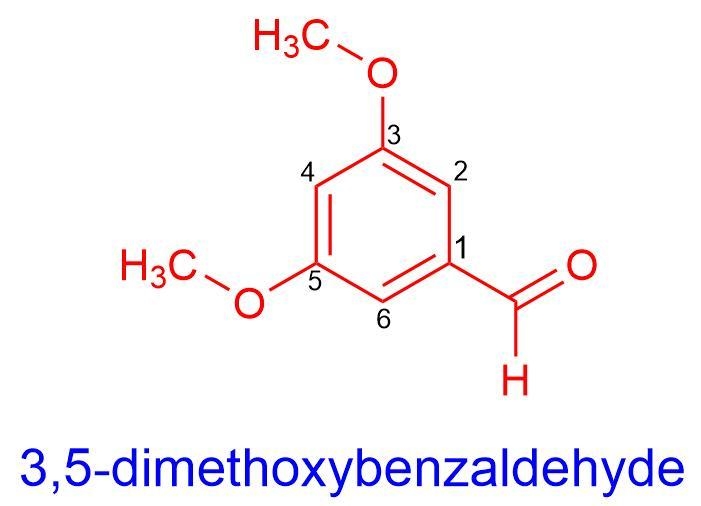 Draw the structure that corresponds with the name: 3,5-dimethoxybenzaldehyde-example-1