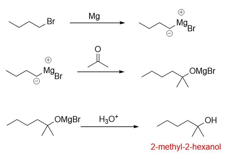 When 1-bromobutane is exposed to magnesium, followed by acetone and then aqueous acid-example-1