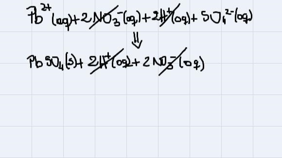 What is the balanced, net ionic equation for the reaction shown below?-example-1