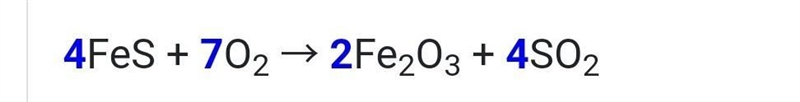 Balance the following chemical reaction equation: FeS + _02_Fe2O3 + ___SO2-example-1