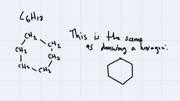 7. Draw the structures for the following hydrocarbons.HydrocarbonCyclohexane(C6H12)Cyclohexene-example-1