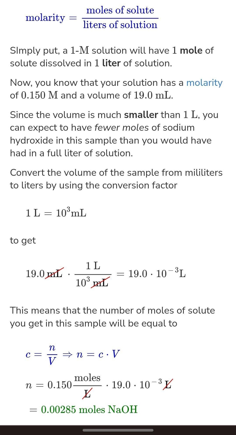 How many moles of NaOH are present in 27.0 mL of 0.160 M NaOH? moles of NaOH: I will-example-1