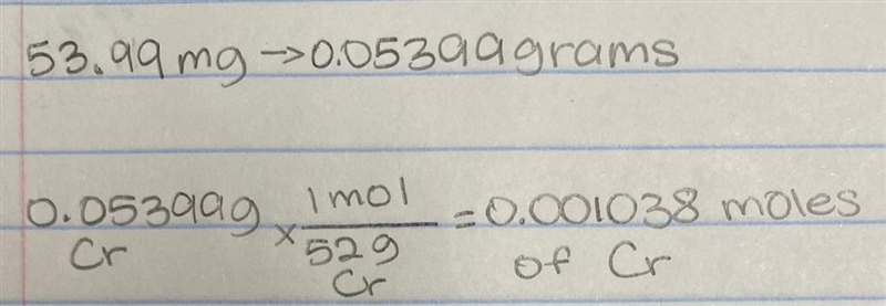 How many moles are in 53.99 mg chromium?-example-1