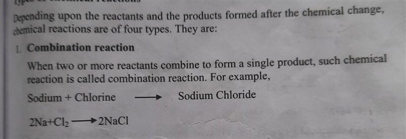 Explain the four basic types of chemical reactions. Be sure to include a sample equation-example-1