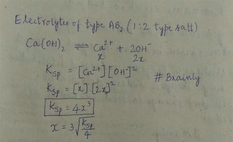 Solubility of Ca(OH)2 is s mol L^-1 . The solubility product (Ksp) under the same-example-1