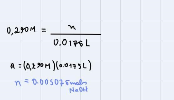 How many moles of NaOH are present in 17.5 mL of 0.290 M NaOH?moles:TOOLS*10'-example-2