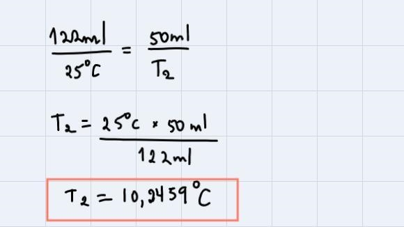 A sample of gas has temperature of 25 Celsius and a volume of 122 ml. If the volis-example-2