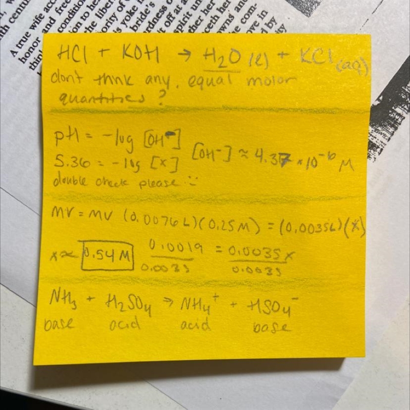 1)Determine the hydroxide concentration in a 0.5M of hydrochloric acid? 0.5M of potassium-example-1