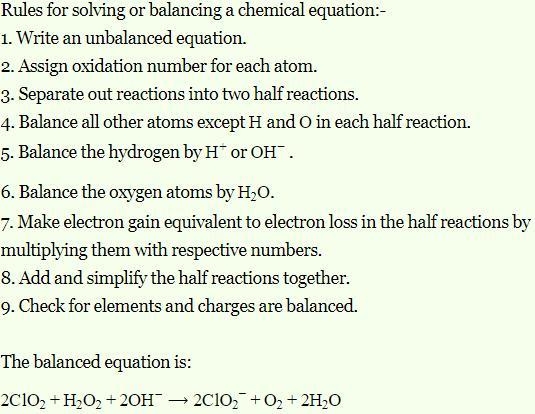 H2O2+CLO2====CLO-2+O2.​ Balance the equation using half reaction-example-1