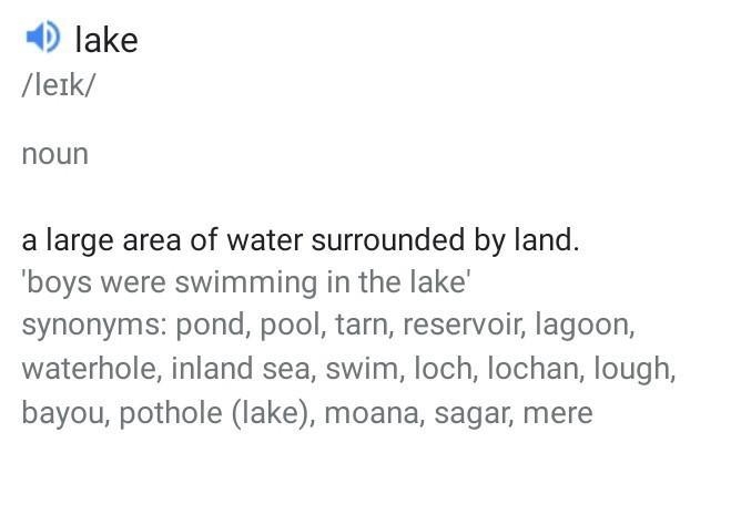 A __________ is a natural or human-made body of water surrounded by land. dune glacier-example-1