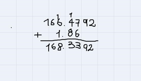 Select the answer which best expresses the result of the following calculation: 1.86 + 166.4792 = ?A-example-1