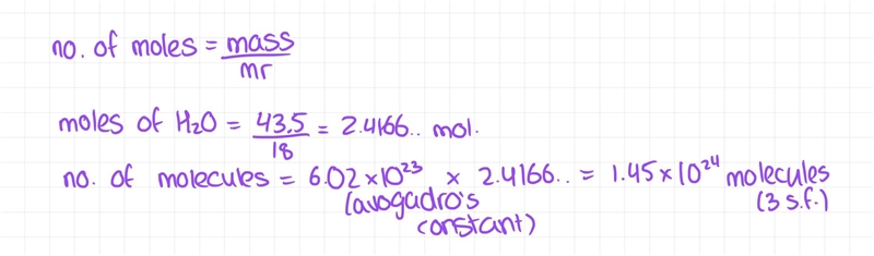 How many molecules are there in 43.5 g of water?-example-1