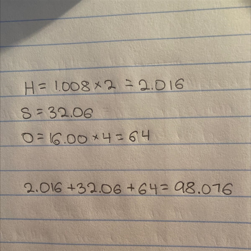 . What is the molar mass of sulfuric acid, (H2SO4), a substance frequently used to-example-1