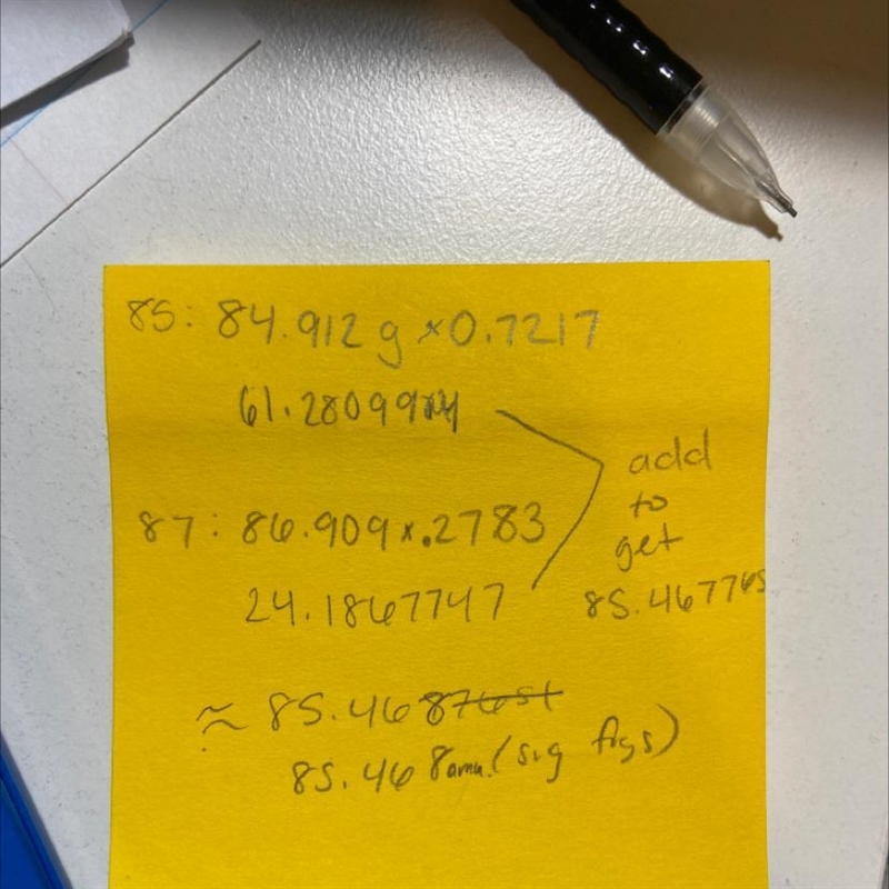 1. Calculate the average atomic mass of rubidium. Rubidium has two isotopes, 85Rb-example-1