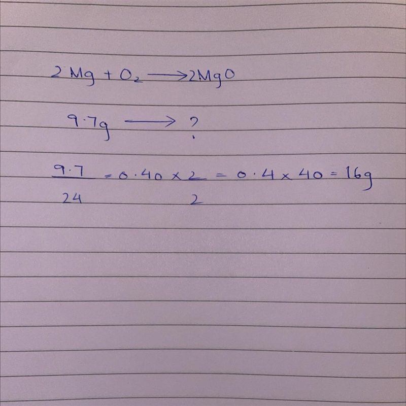 How many grams of Mg0 are produced from 9.7g of MG-example-1