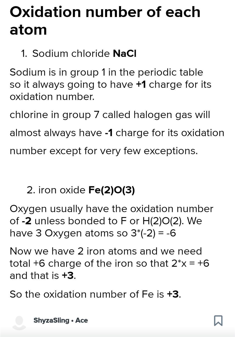 Determine the oxidation number if each atom in the following compunds: sodium chloride-example-1