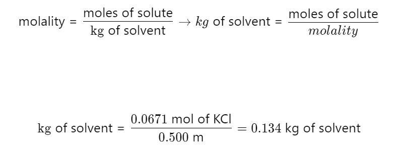 How do I solve for this?How much water should be added to 5.00 g of KCl to preapre-example-1